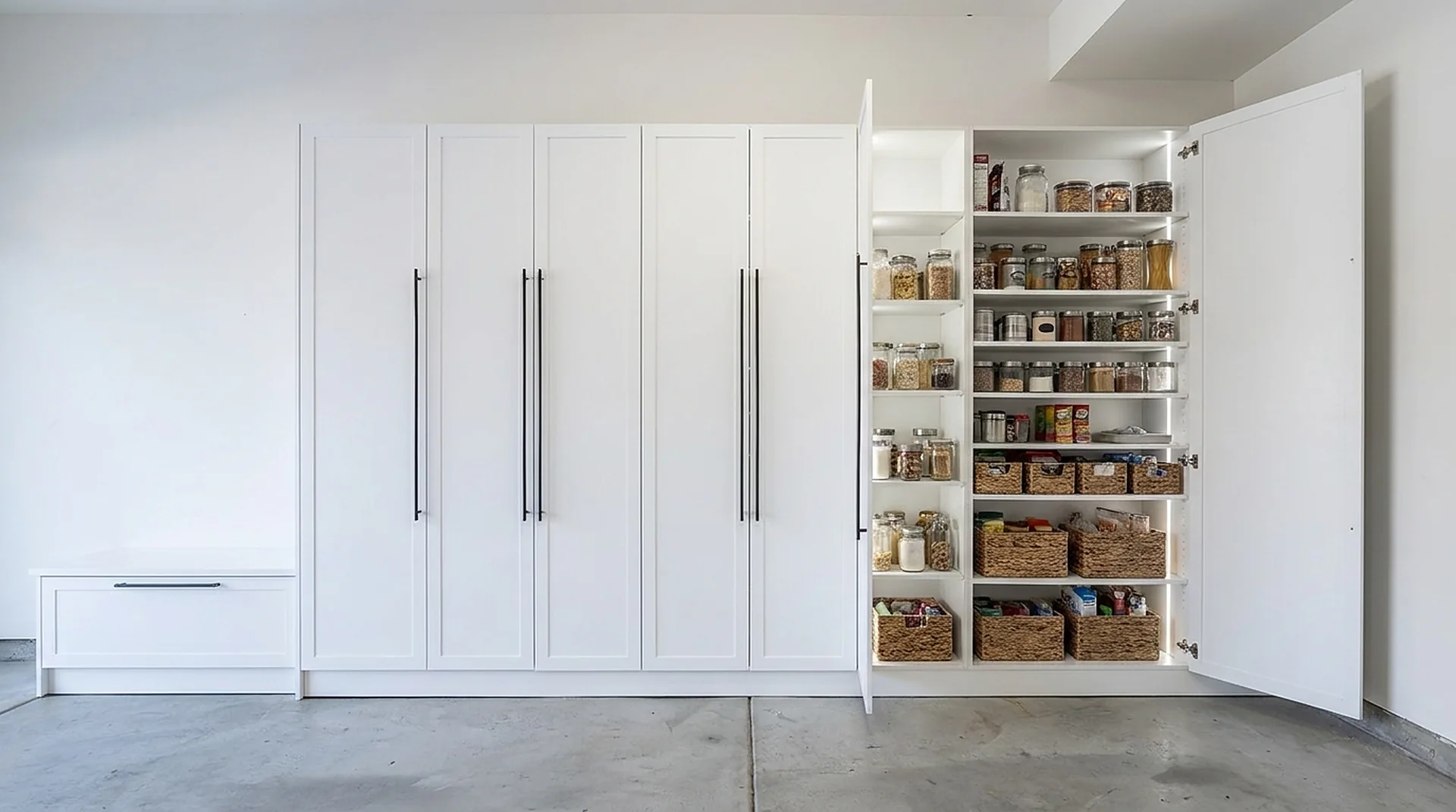 Custom pantry and mudroom cabinetry installed