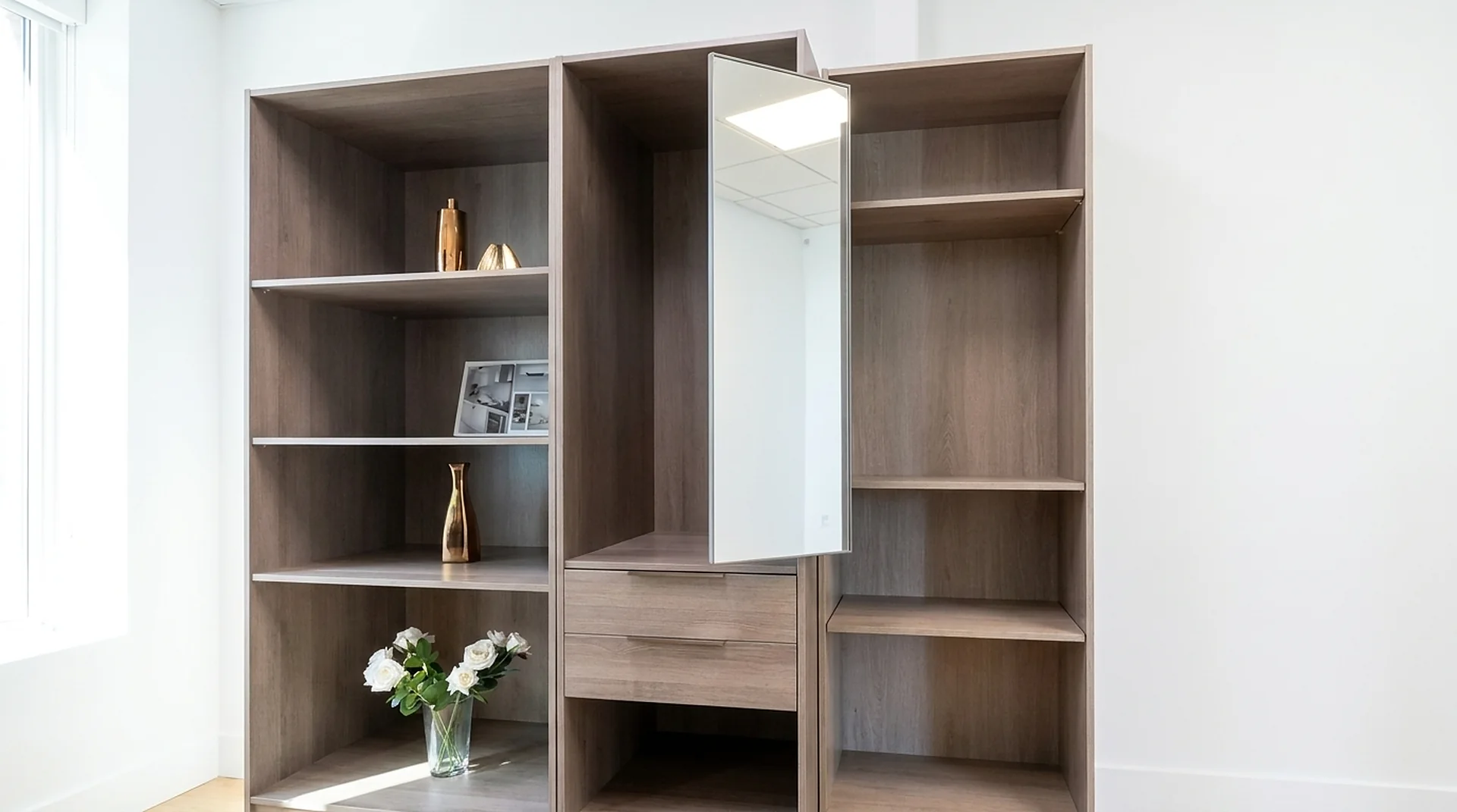 Adjustable Shelf in a white custom closet room