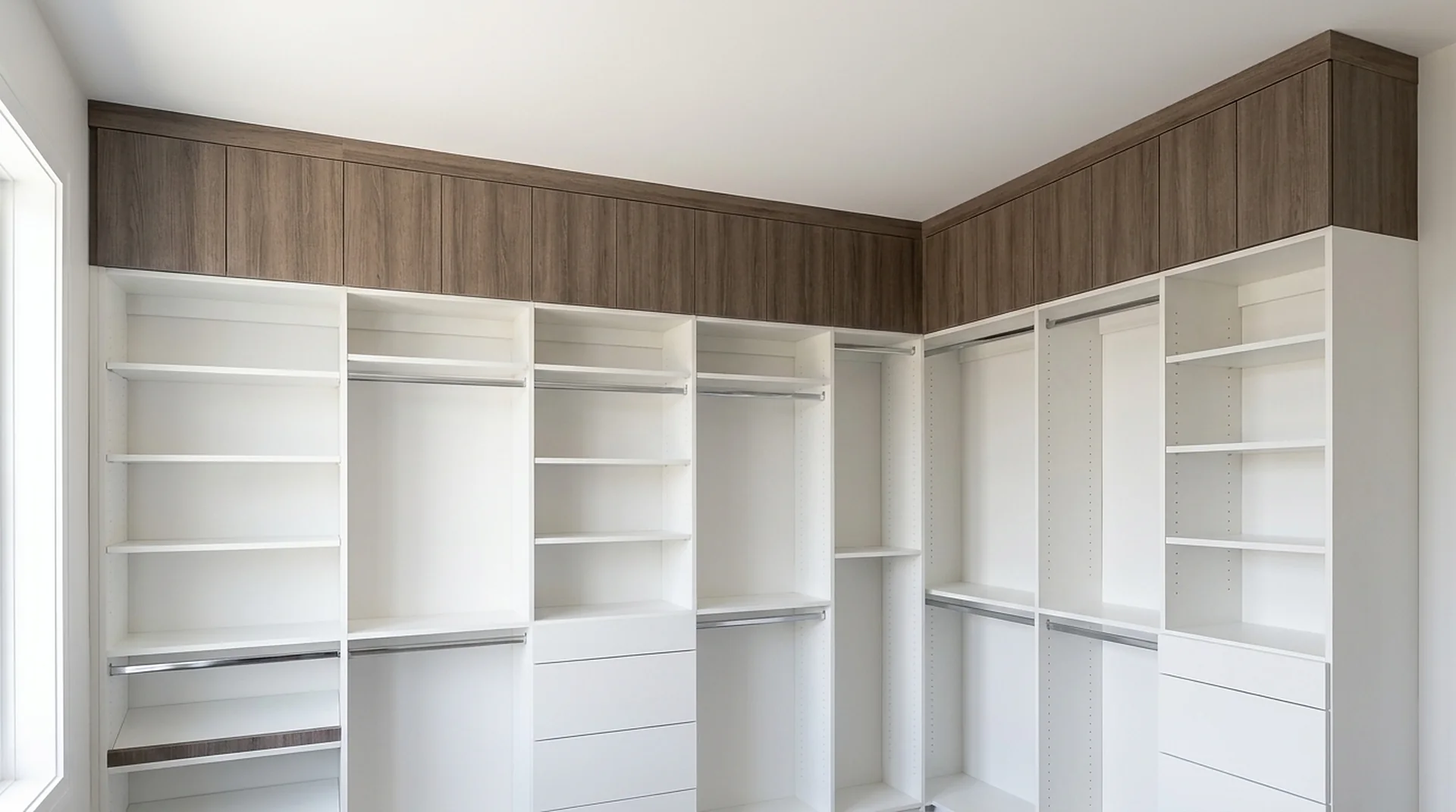 Ceiling Cabinet in a white custom closet room