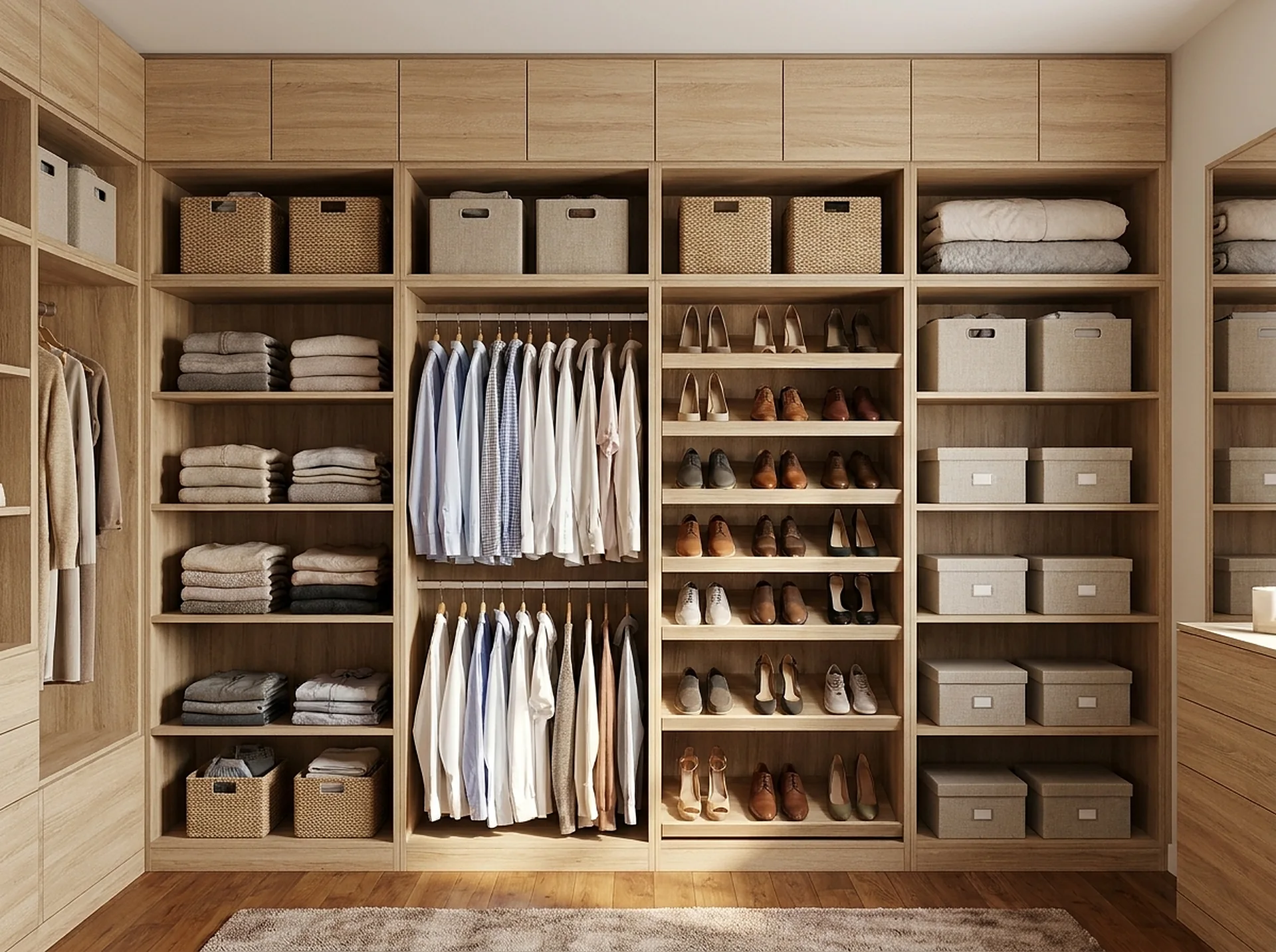Ceiling Cabinet styled with clothing and accessories in use
