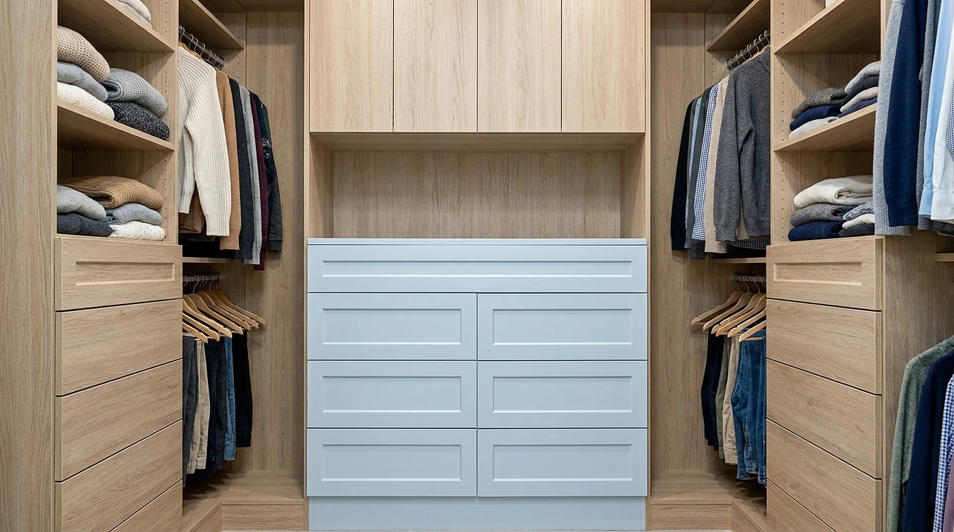 Closet Drawers built into a finished walk-in closet
