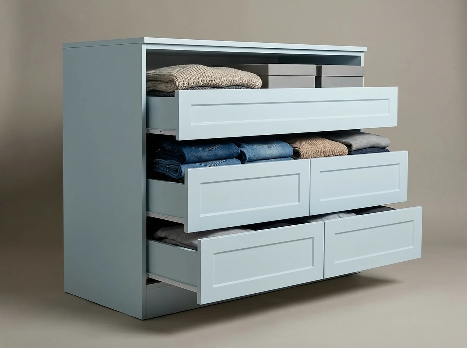 Closet Drawers shown front-on with its proportions to scale