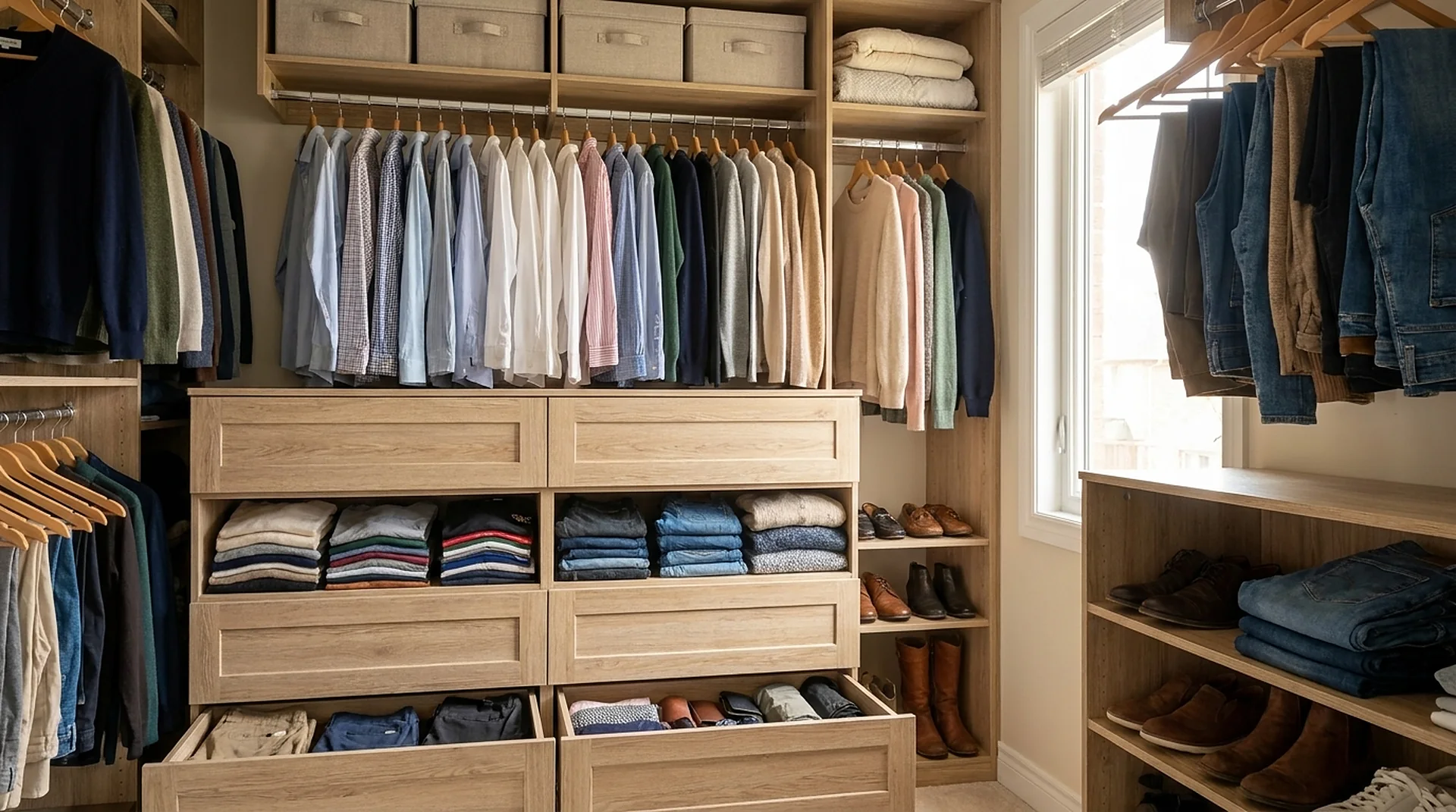 Closet Drawers styled with clothing and accessories in use