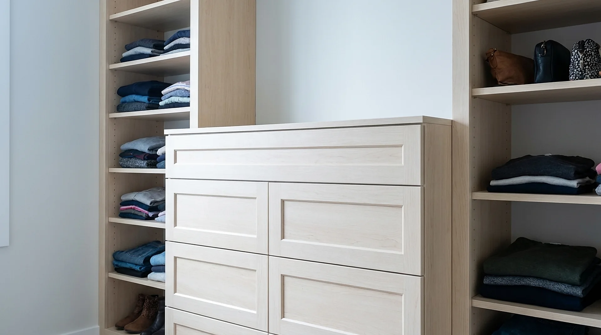 Closet Drawers in Logwood Grain melamine