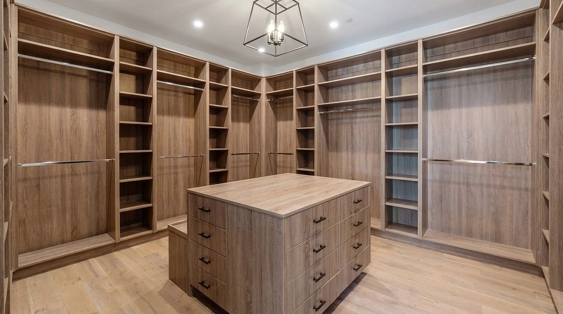 Closet Island built into a finished walk-in closet