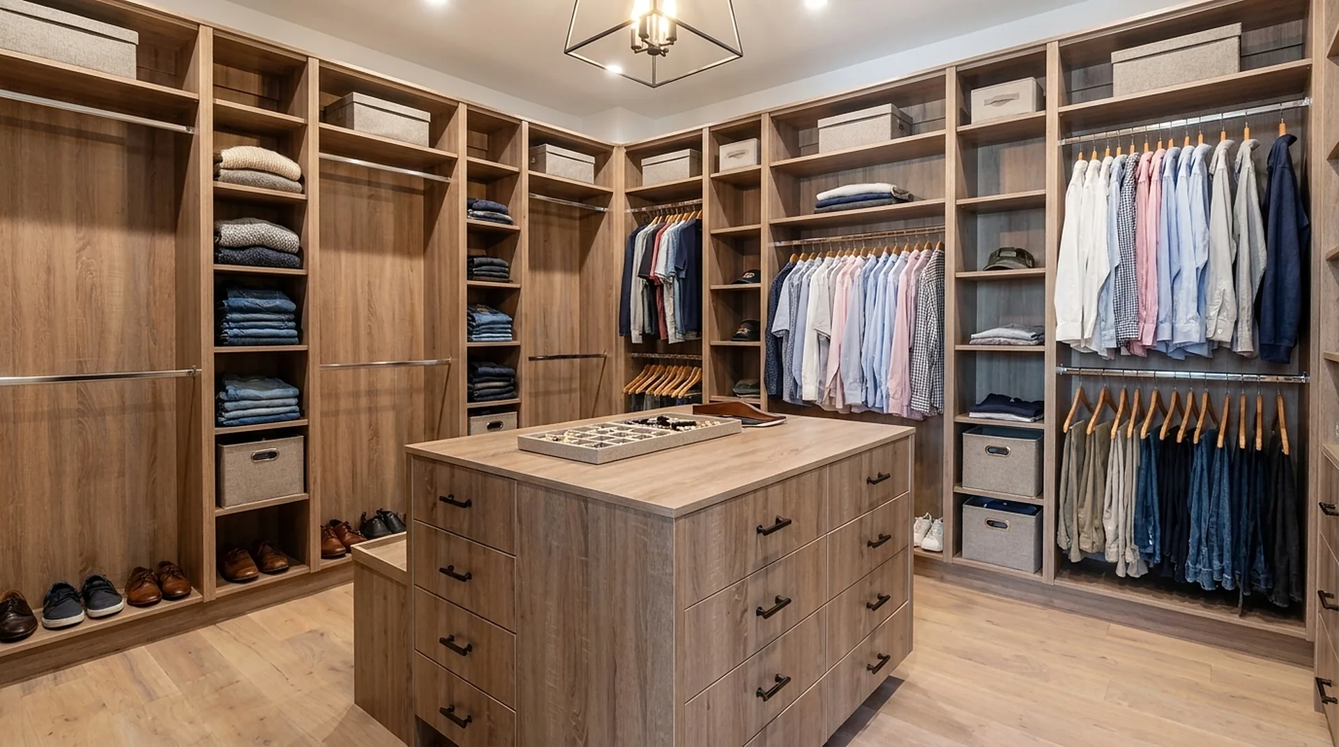 Closet Island styled with clothing and accessories in use