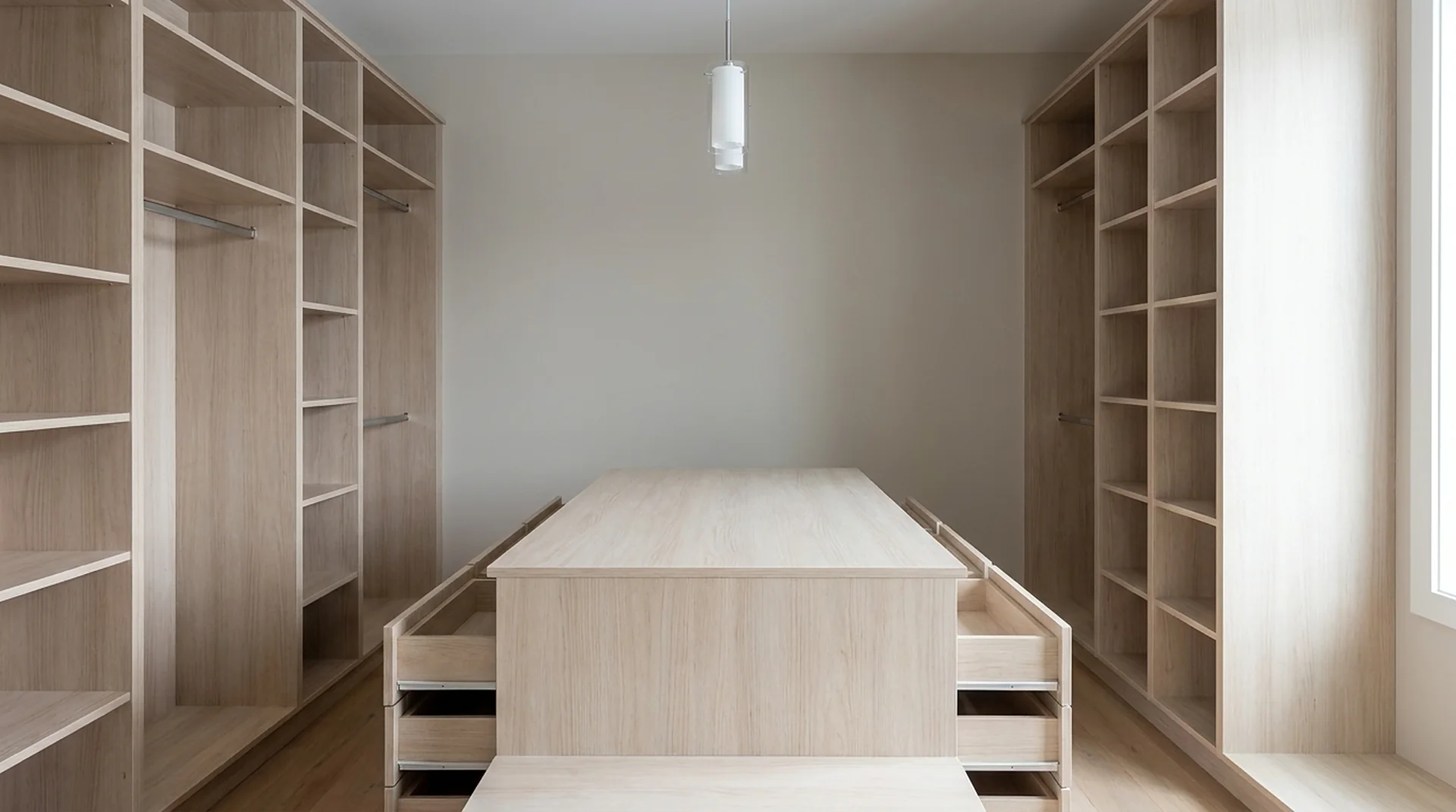Closet Island in Logwood Grain melamine