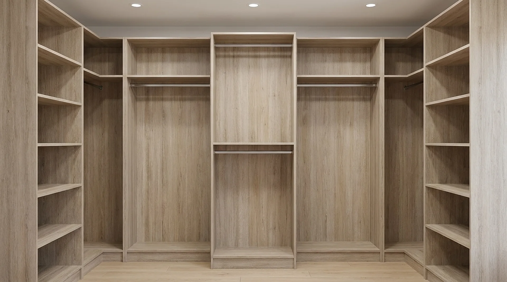 Clothes Rail Closet built into a finished walk-in closet