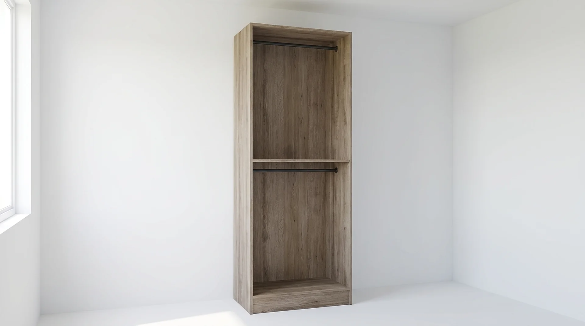 Clothes Rail Closet in a white custom closet room