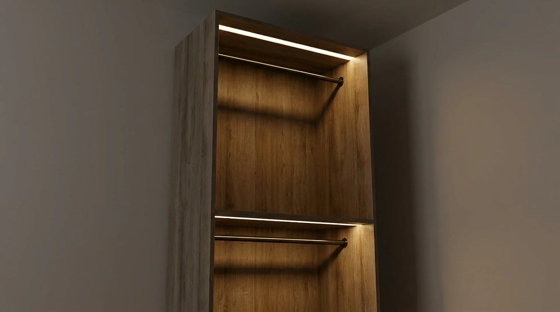 Clothes Rail Closet with integrated LED lighting