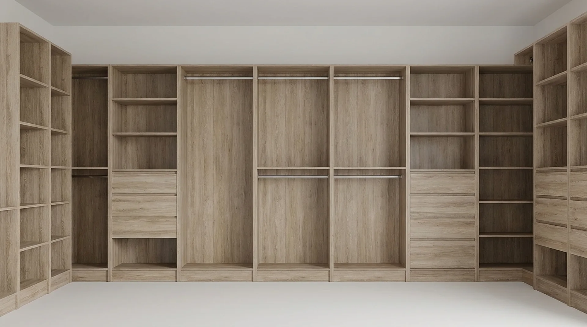 Clothes Rail Closet as part of a full-wall custom closet run