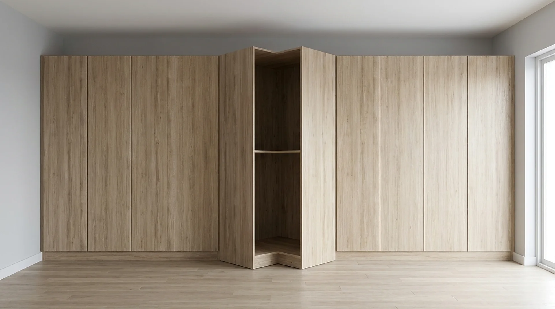 Corner Closet as part of a full-wall custom closet run