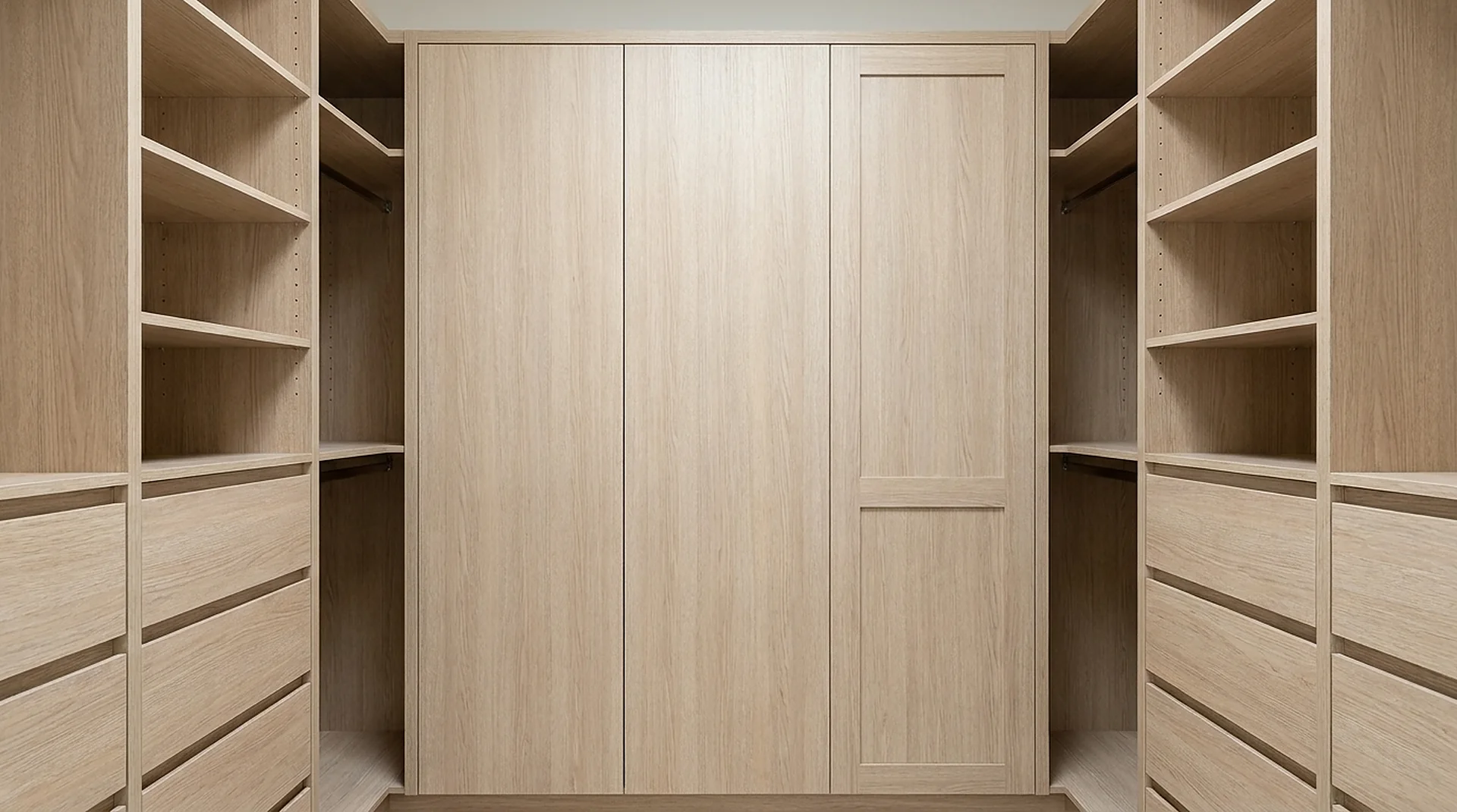 Doors & Partition Panels built into a finished walk-in closet