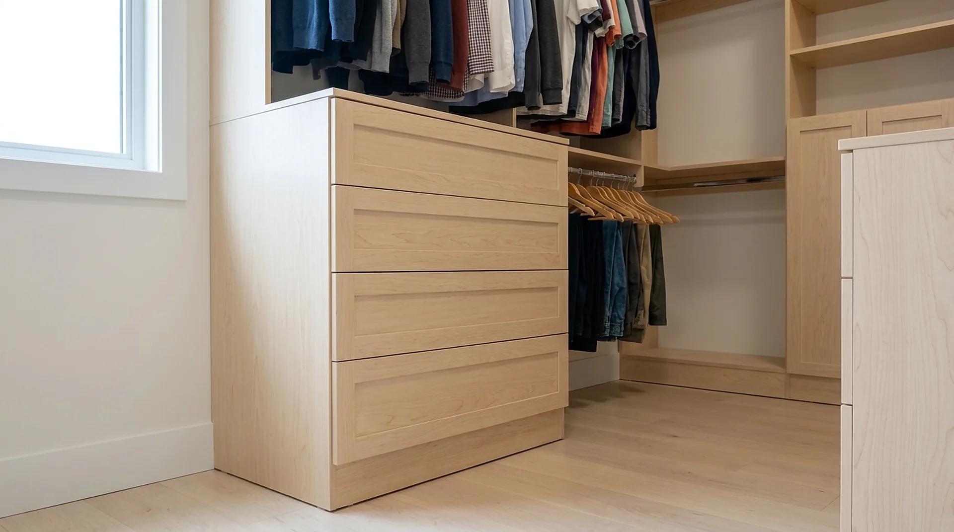 Closet Drawer Base Cabinet in Logwood Grain melamine