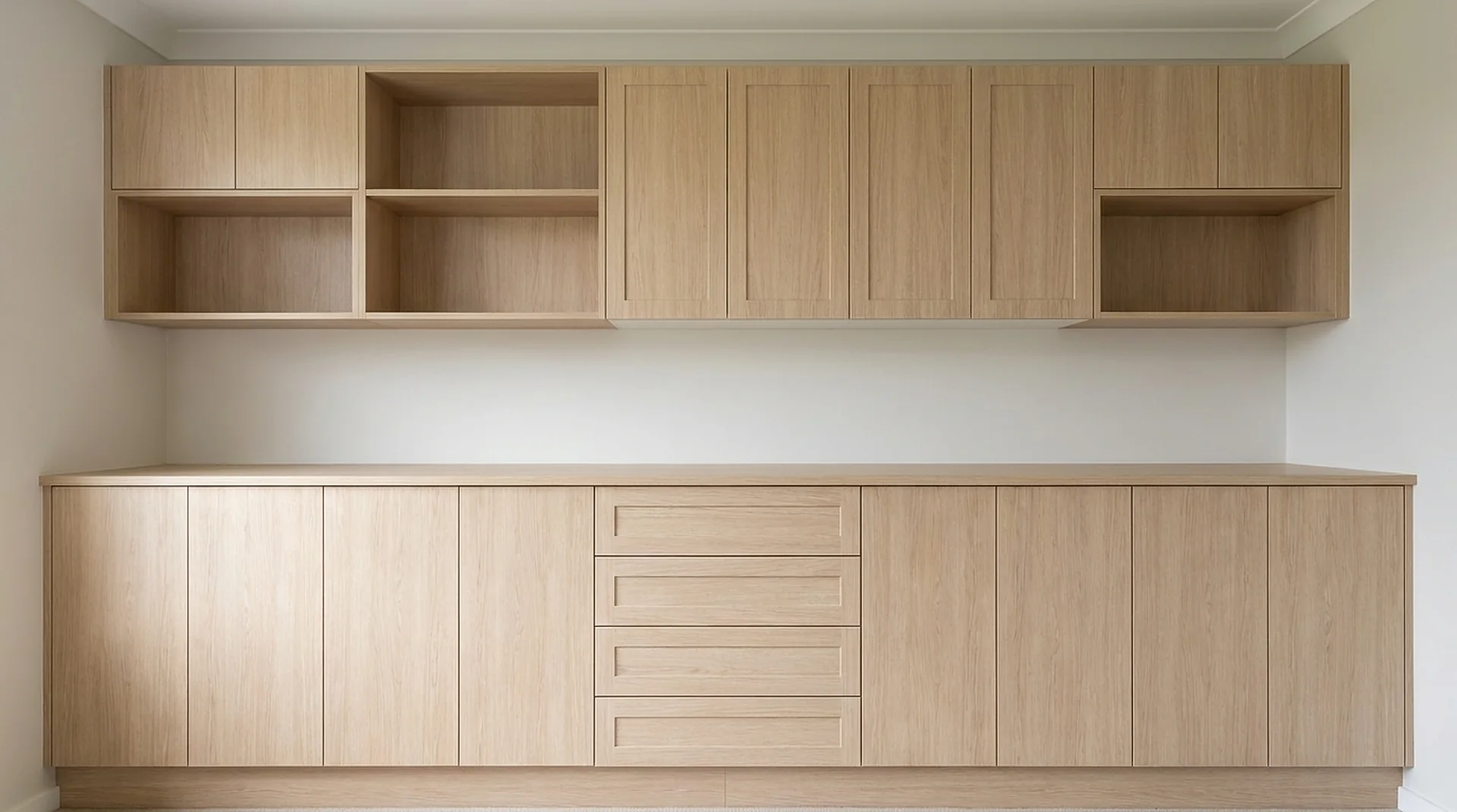 Closet Drawer Base Cabinet as part of a full-wall custom closet run