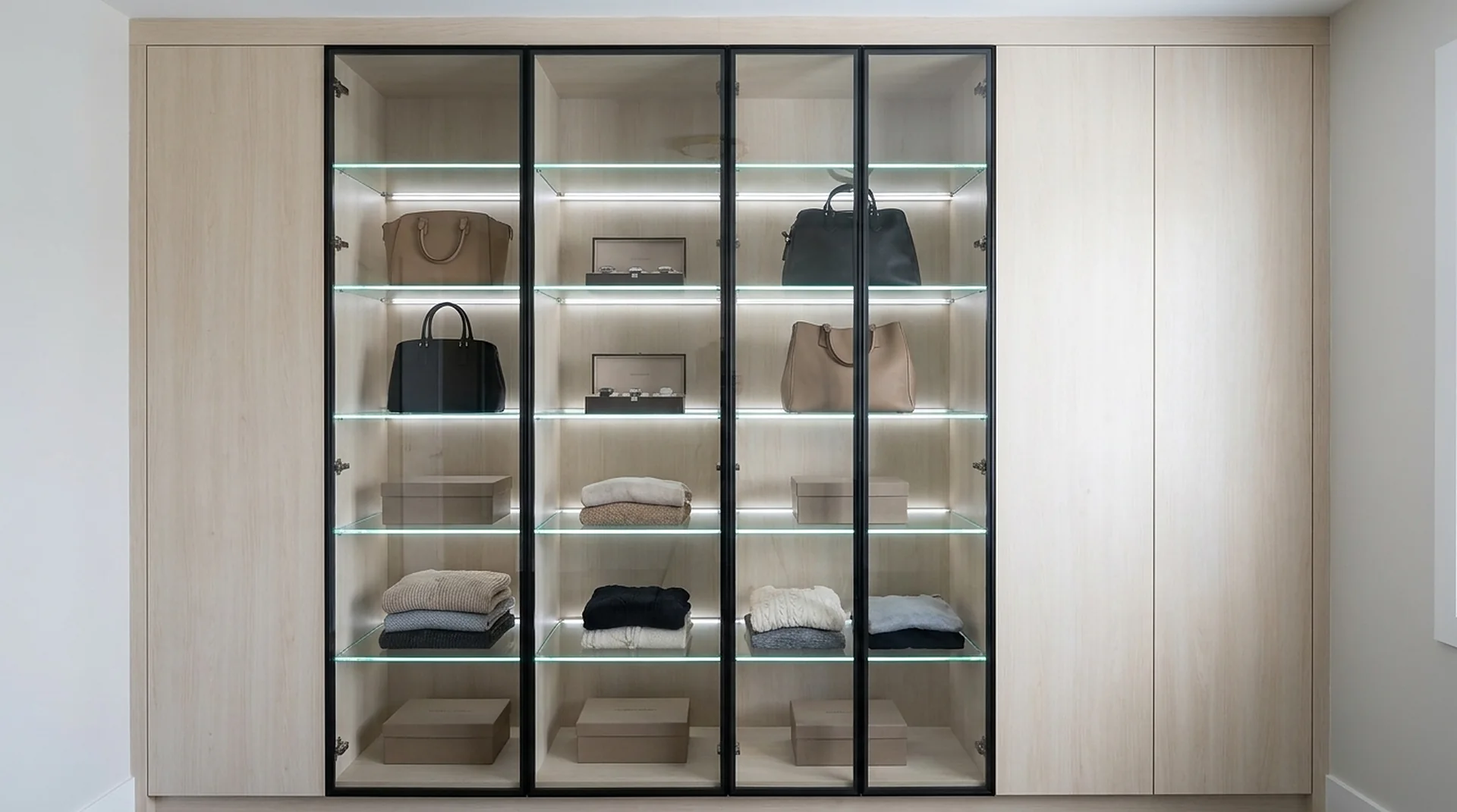 Glass Door Display Cabinet in Logwood Grain melamine