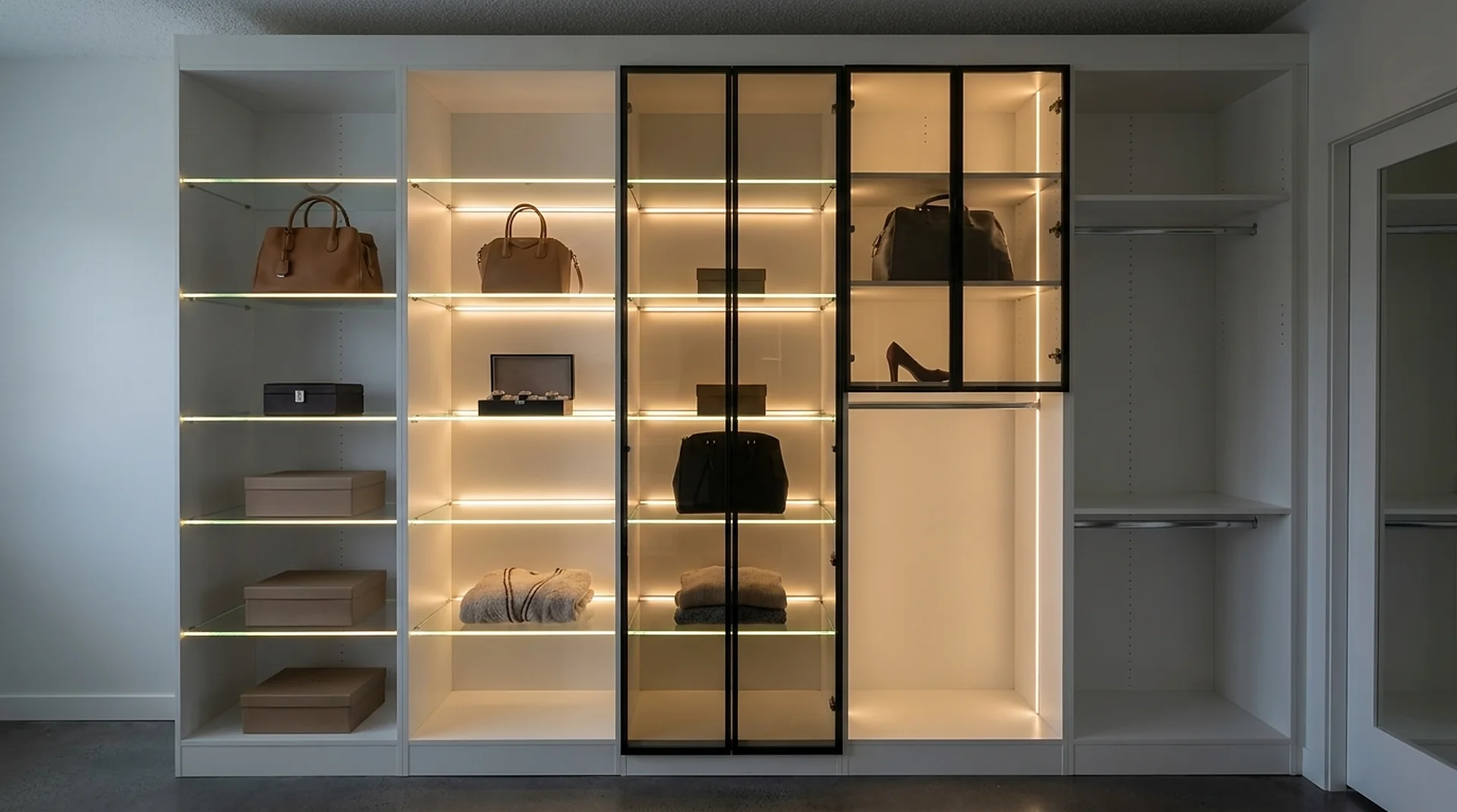Glass Door Display Cabinet with integrated LED lighting