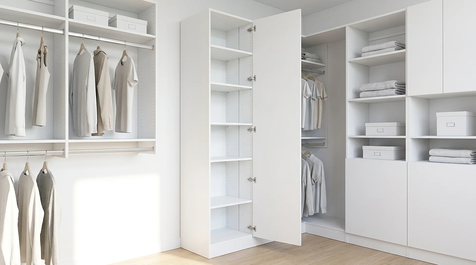 Shelf Closet Tower in a white custom closet room