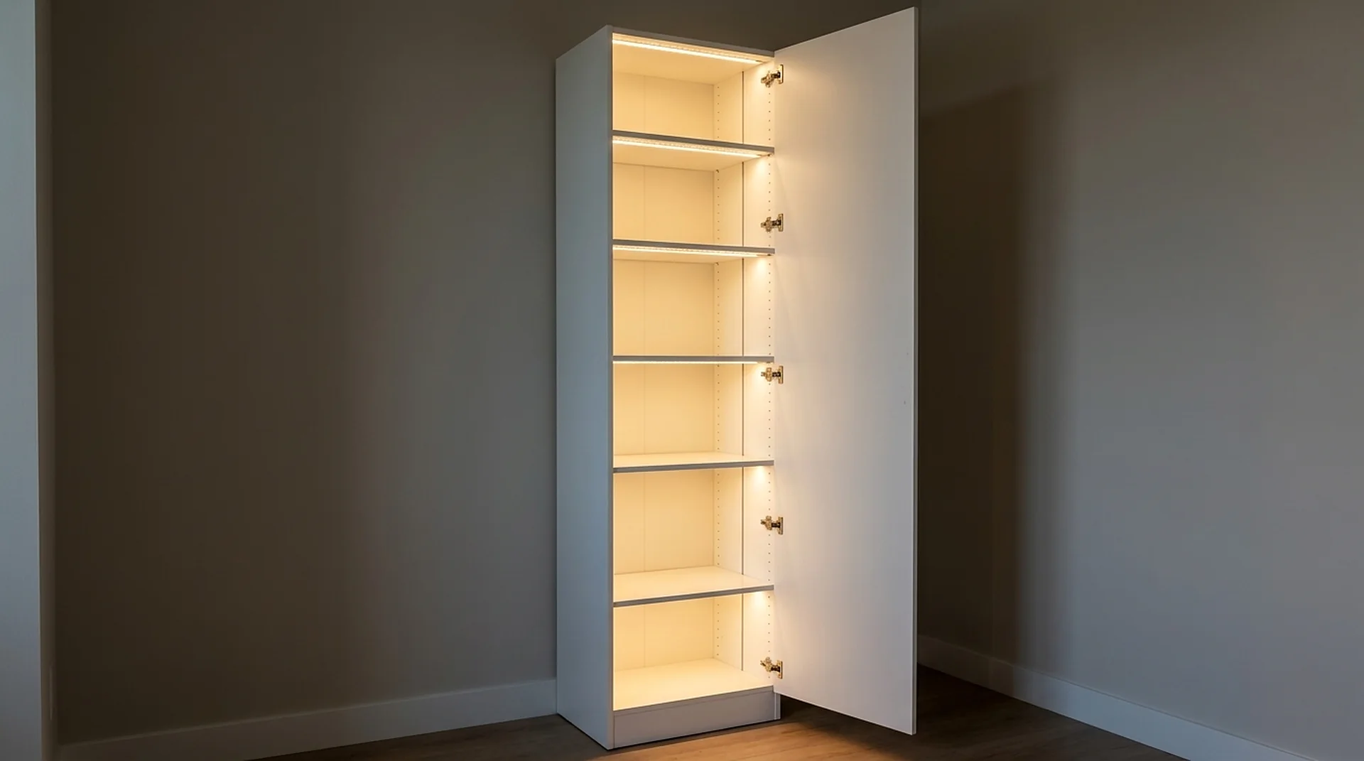 Shelf Closet Tower with integrated LED lighting