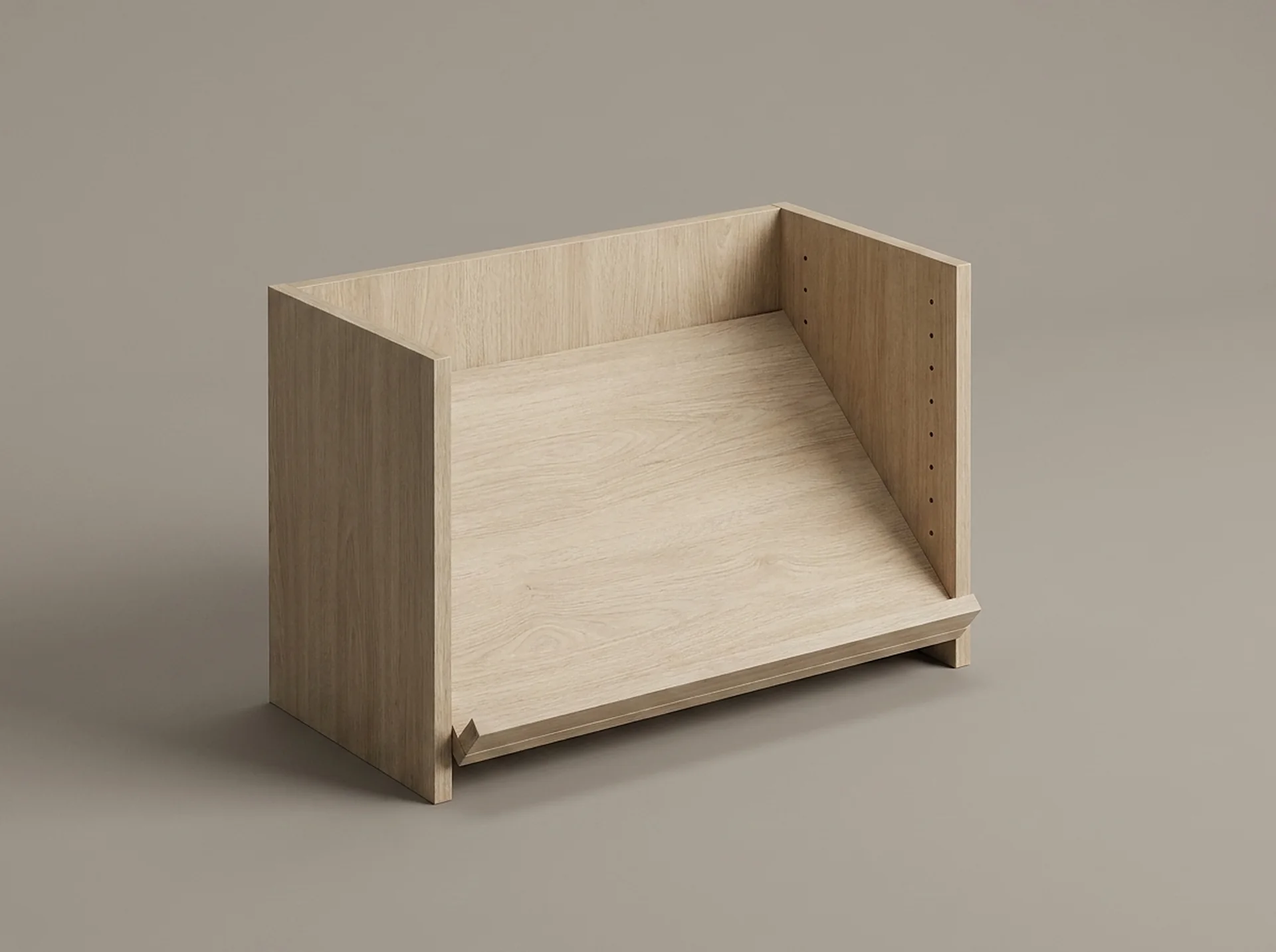 Shoe Rack in cabinet-grade melamine, three-quarter view