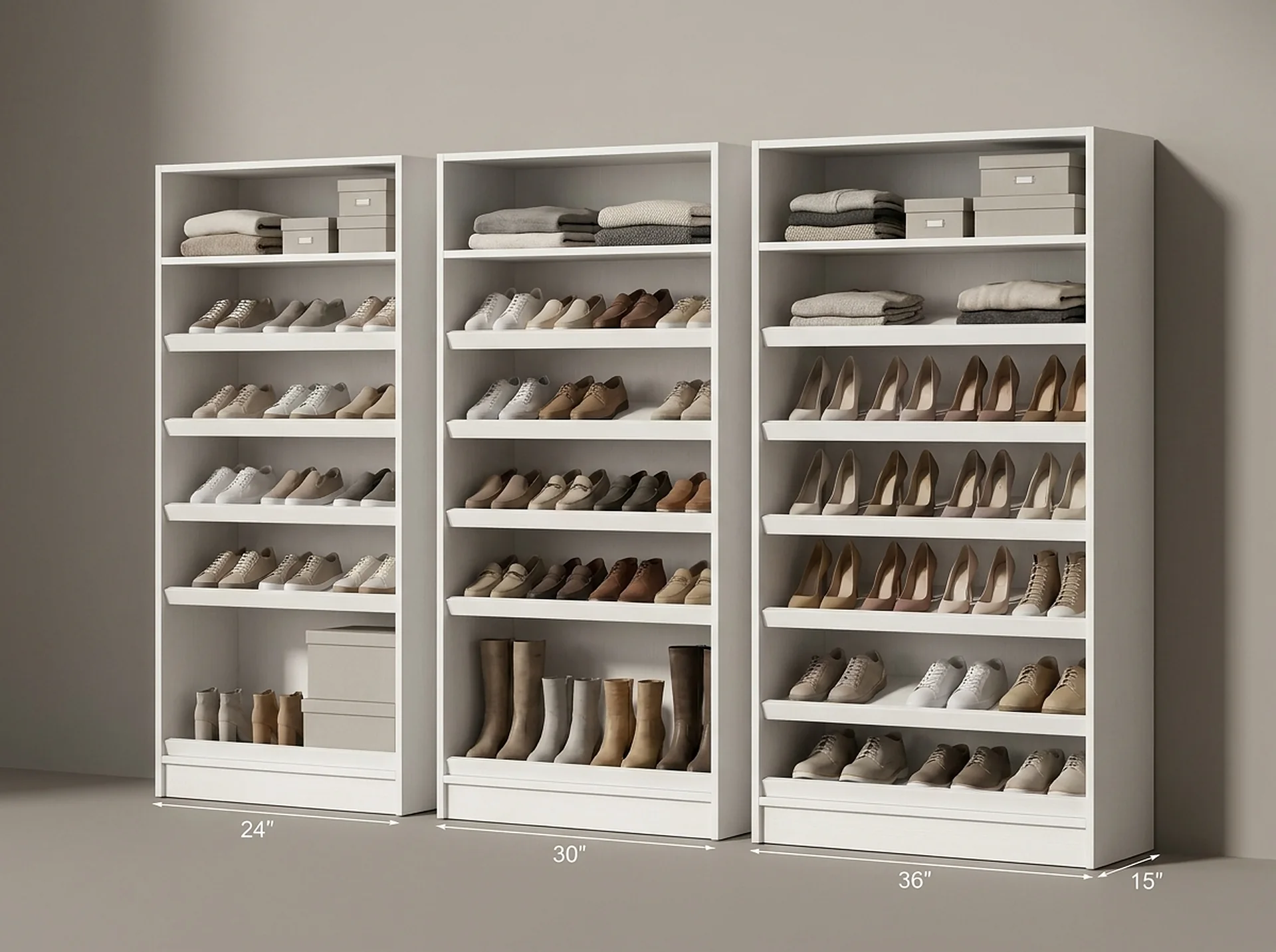Shoe Rack shown front-on with its proportions to scale