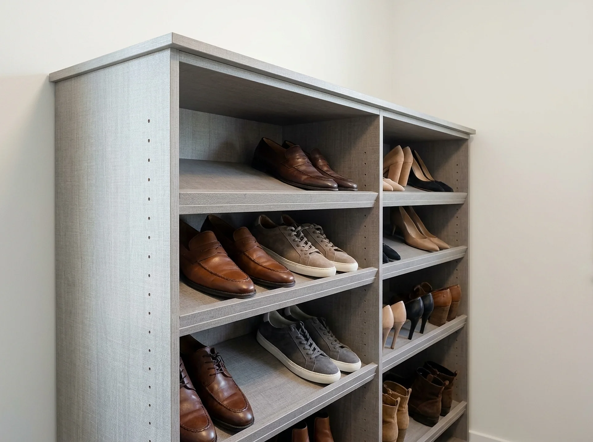Shoe Rack in Grey Linen melamine