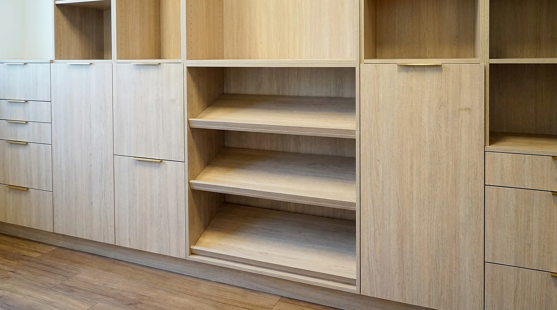 Shoe Rack as part of a full-wall custom closet run