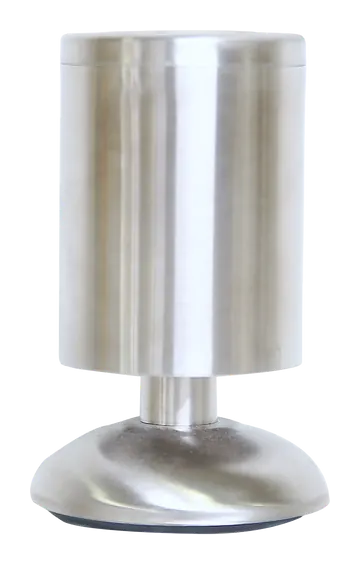 Adjustable cabinet leg in brushed nickel finish
