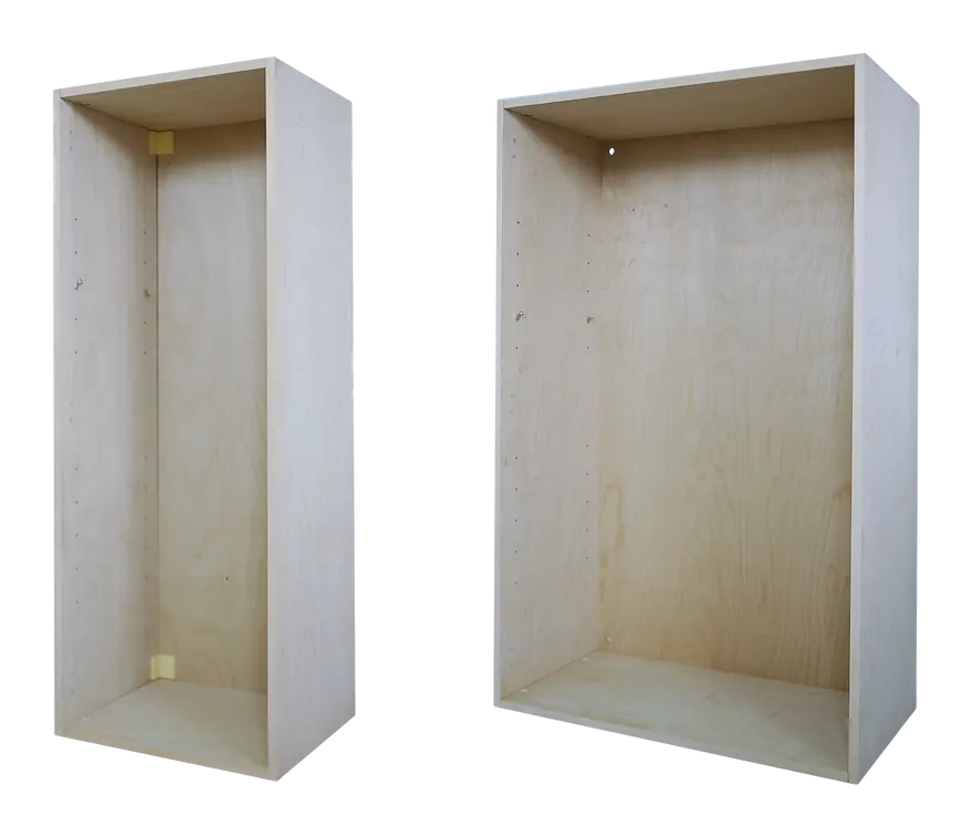 Logwood grain closet cabinet body, three quarter view